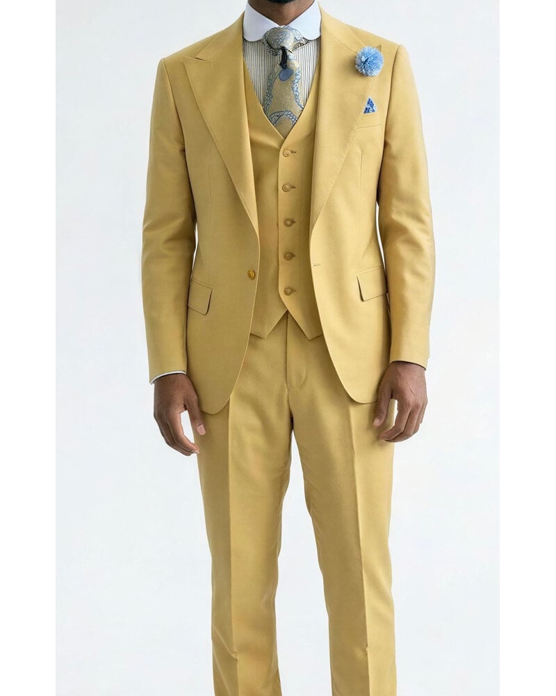 Tiglio Tiglio 1B High Twist Gaberdine Vested Suit (Solid)