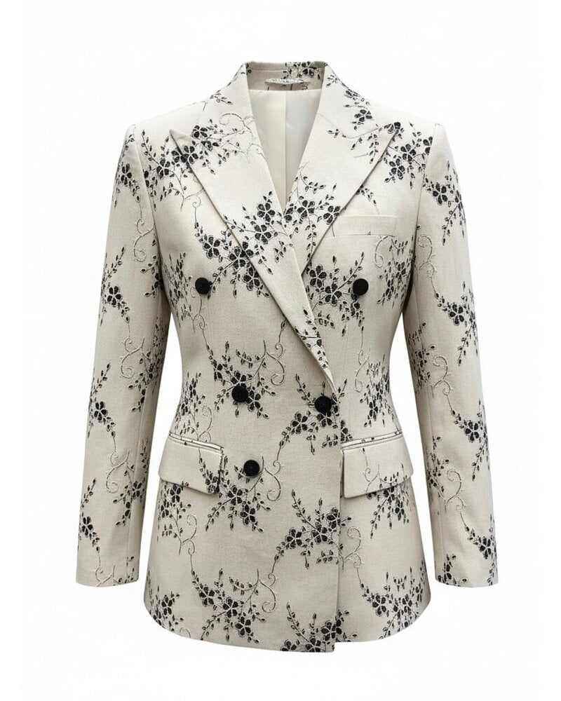 Cigar Cigar Floral Linen Blazer