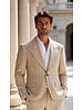 Cigar Cigar Wide Peak Lapel Pinstripe Linen Suit