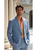 Cigar Cigar Wide Peak Lapel Pinstripe Linen Suit