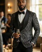Efendi Efendi Paisley Jaquared Shawl Lapel Tuxedo
