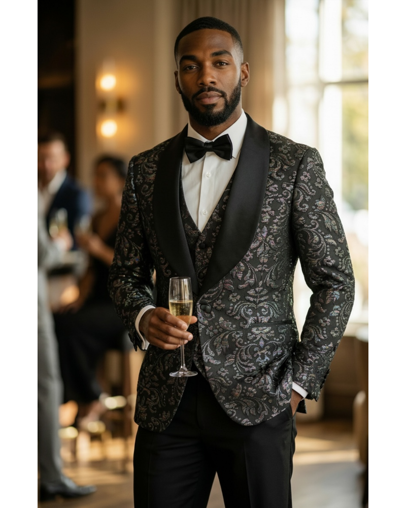 Efendi Efendi Paisley Jaquared Shawl Lapel Tuxedo