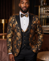 Peak Lapel Foil Floral Tuxedo (Slim Fit)