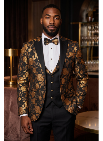 Peak Lapel Foil Floral Tuxedo (Slim Fit)