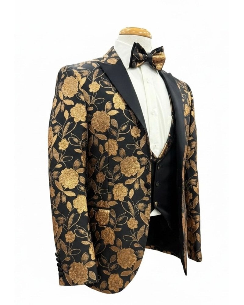 Peak Lapel Foil Floral Tuxedo (Slim Fit)