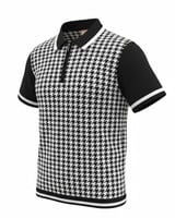 Cigar Cigar S/S Houndstooth Zip Polo Shirt