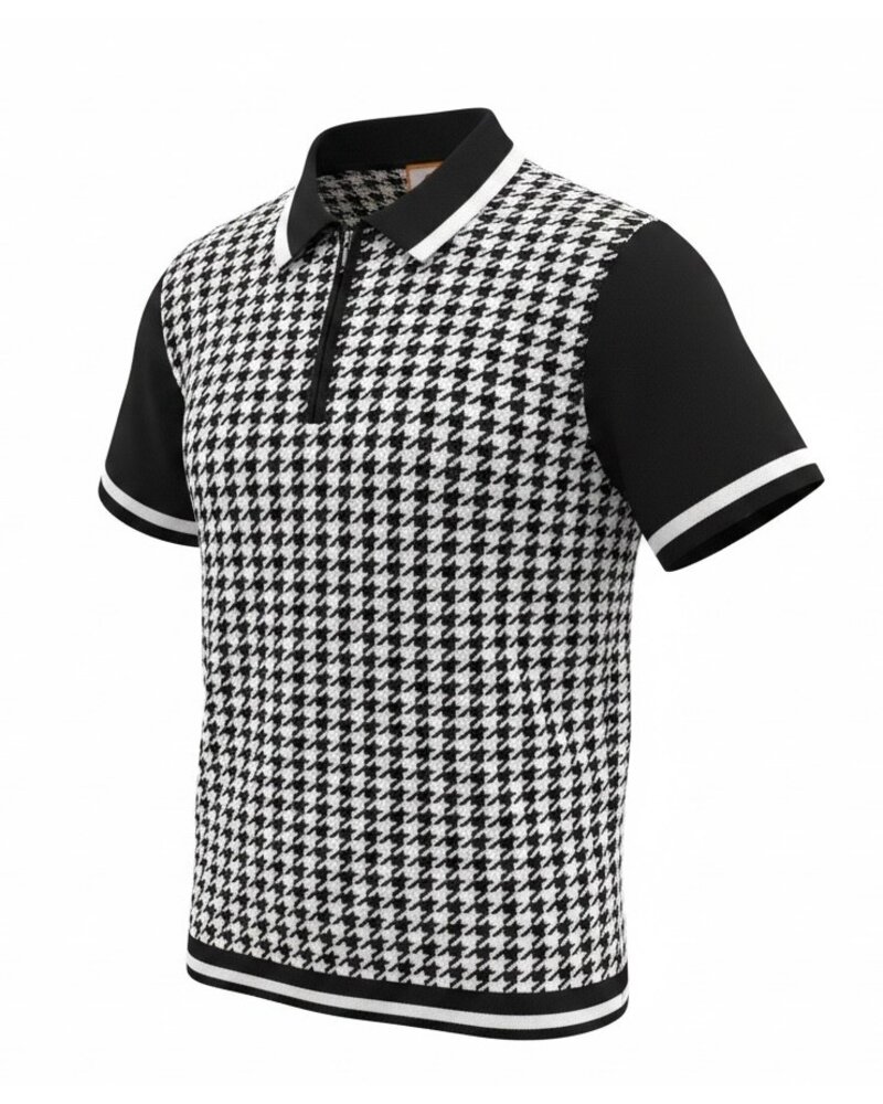 Cigar Cigar S/S Houndstooth Zip Polo Shirt