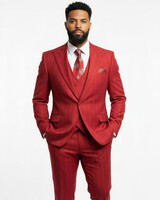 Mazari Mazari 1B Peak Lapel Pinstripe Vested Suit