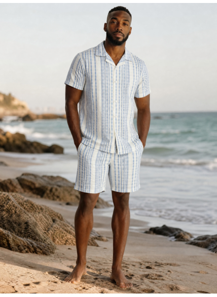 Stacy Adams SA S/S Seersucker Stripe Short Set