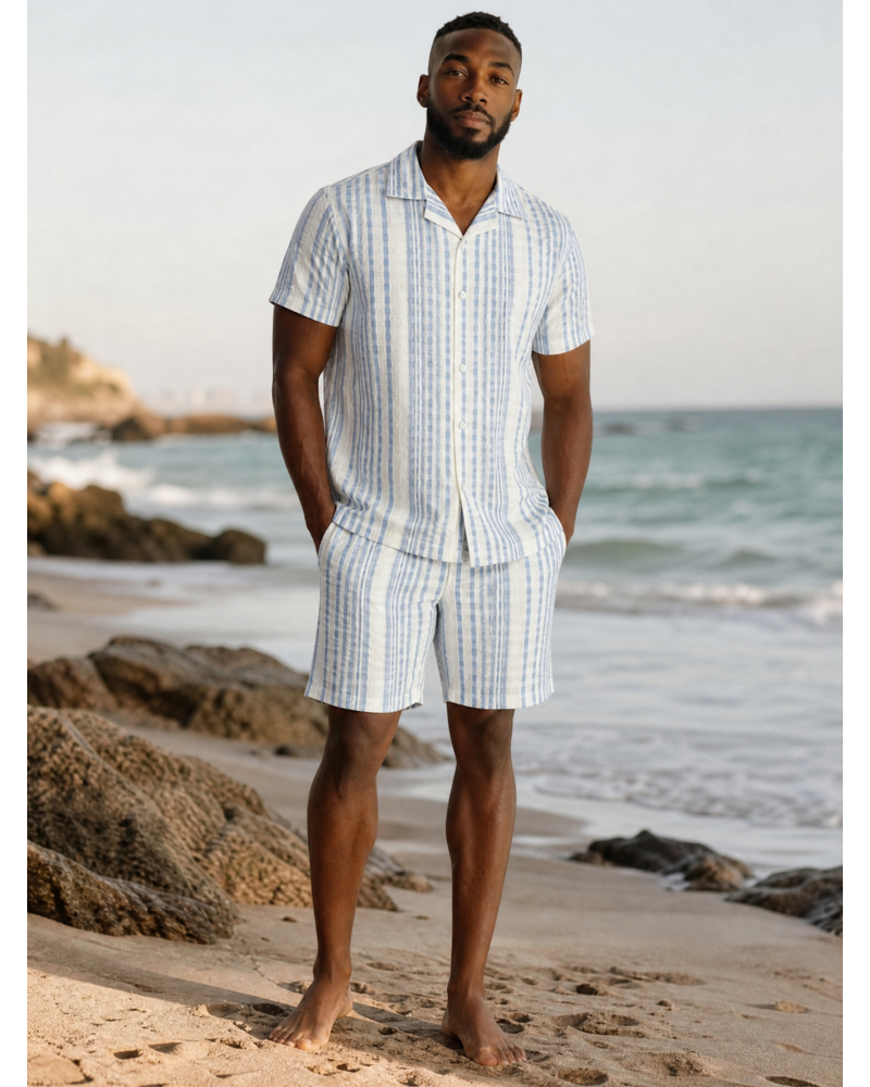 Stacy Adams SA S/S Seersucker Stripe Short Set