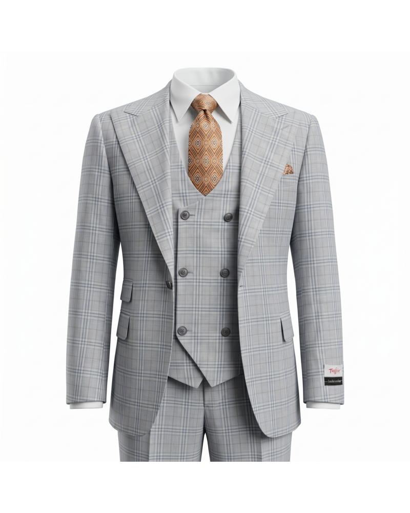 Tiglio Tiglio Gaberdine Plaid Vested Suit (Orvietto)