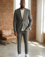 2B LV Pattern Slim Fit Suit
