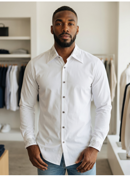 Barocco Barocco L/S Crystal Collar Shirt