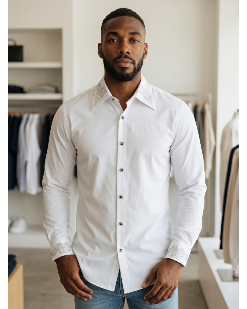 Barocco Barocco L/S Crystal Collar Shirt