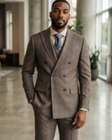 Tayion Tayion D/B Peak Lapel Plaid Vested Suit