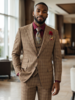 Saboo Saboo Peak Lapel Window Paine Vested Suit