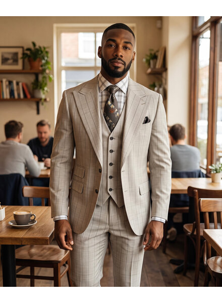 Tiglio Tiglio 1B Gaberdine Pinstripe Vested Suit