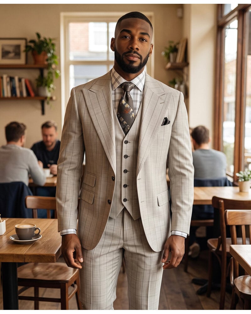 Tiglio Tiglio 1B Gaberdine Pinstripe Vested Suit