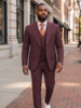 Saboo Saboo Peak Lapel Pinstripe Vested Suit