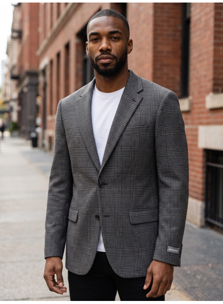 Michael Kors MK 2B Glen Plaid Wool Blazer