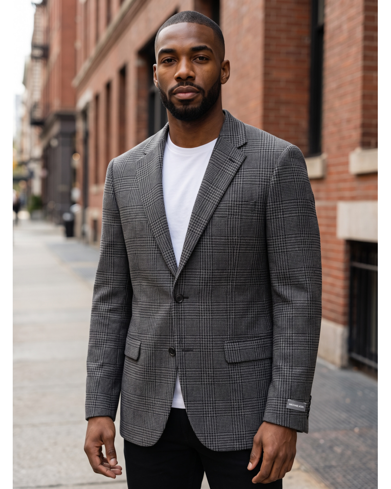 Michael Kors MK 2B Glen Plaid Wool Blazer