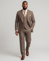 Tiglio Tiglio Plaid Window Paine Gaberdine Vested Suit (Bardolino)