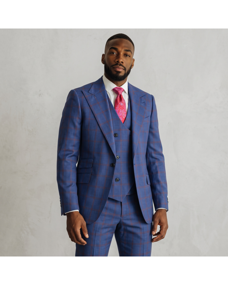 Tiglio Tiglio Window Paine Gaberdine Vested Suit (Orvietto)