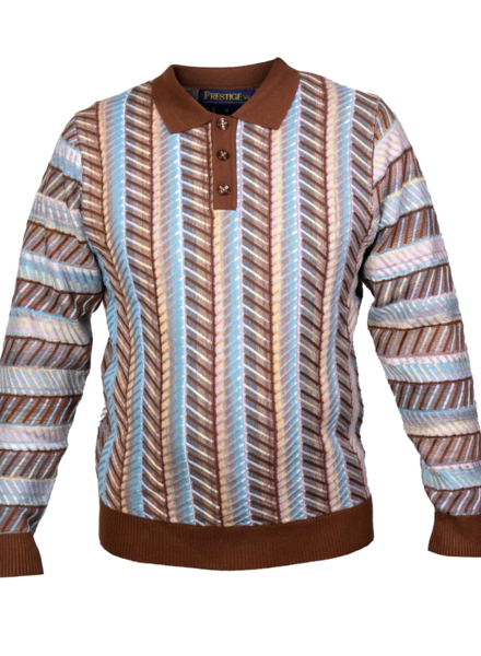 Prestige Prestige L/S Polo Chevron Stripe Sweater