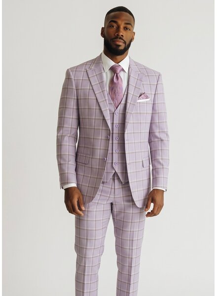 Caravelli 2B Window Paine Vested Suit