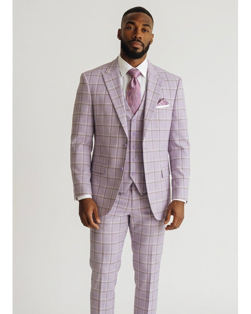 Caravelli 2B Window Paine Vested Suit