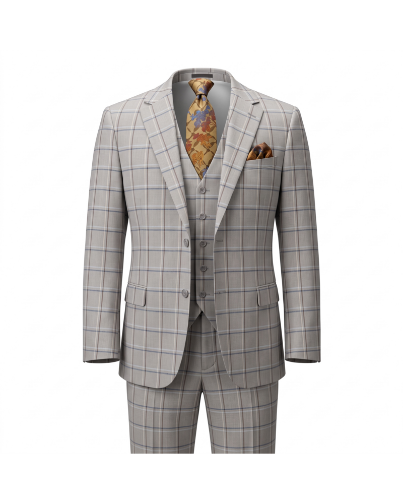 Caravelli 2B Window Paine Vested Suit