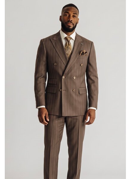 Vinci Double Breasted Pinstripe Suit