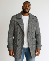 Double Breasted 3/4 Houndstooth Coat