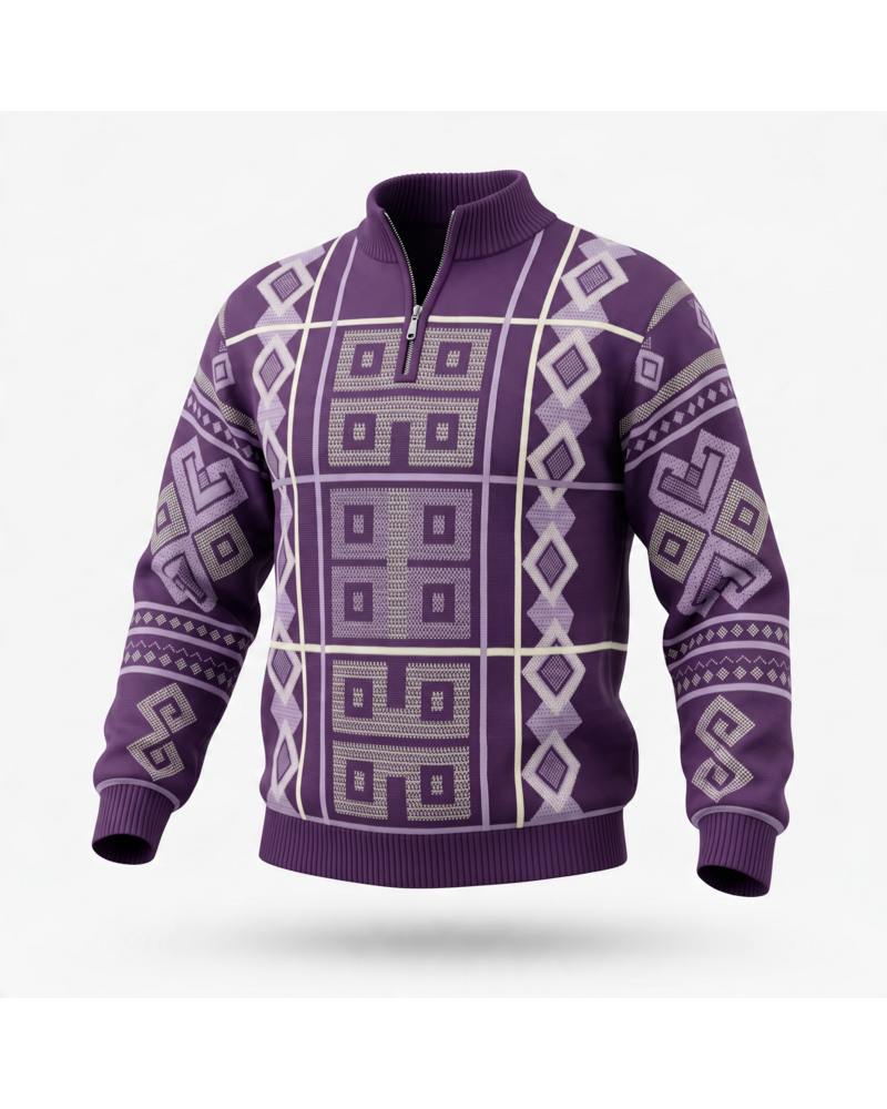 Stacy Adams SA L/S Zip Mock Fancy Sweater