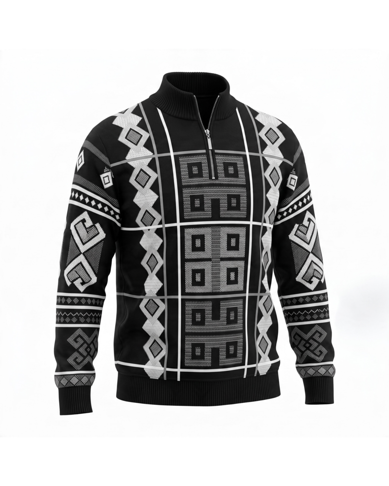 Stacy Adams SA L/S Zip Mock Fancy Sweater