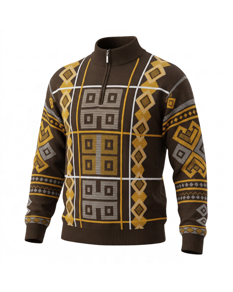 Stacy Adams SA L/S Zip Mock Fancy Sweater