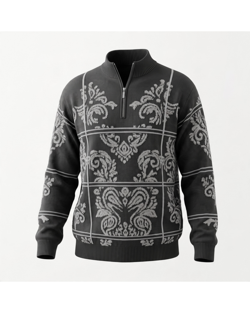 Stacy Adams SA L/S  Zip Mock Windown Sweater