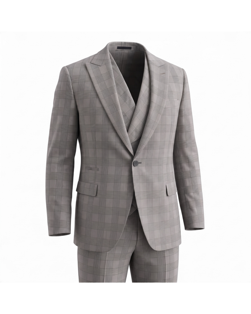 Vitali Vitali 1B Peak Lapel Glen Plaid Vested Suit