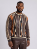 Stacy Adams SA Faux Leather Coogi Crewneck Sweater