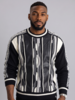 Stacy Adams SA Faux Leather Coogi Crewneck Sweater