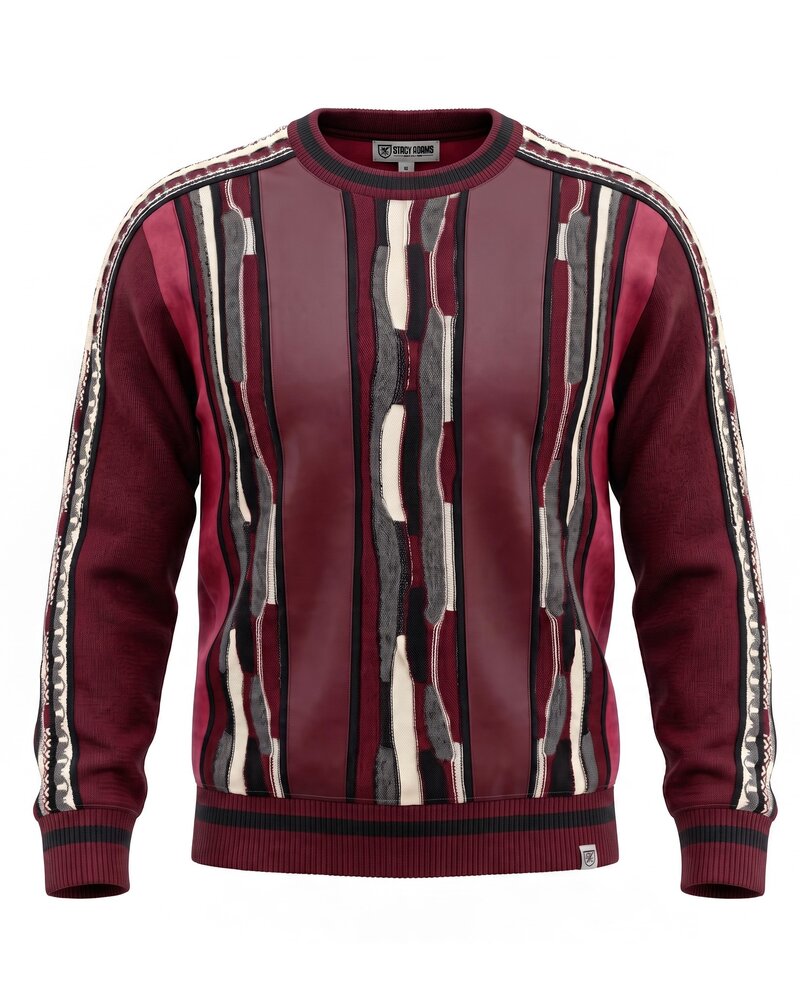 Stacy Adams SA Faux Leather Coogi Crewneck Sweater