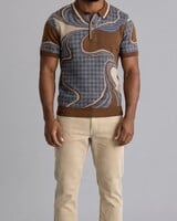 Cigar Cigar L/S Polo Swirl Houndstooth Sweater