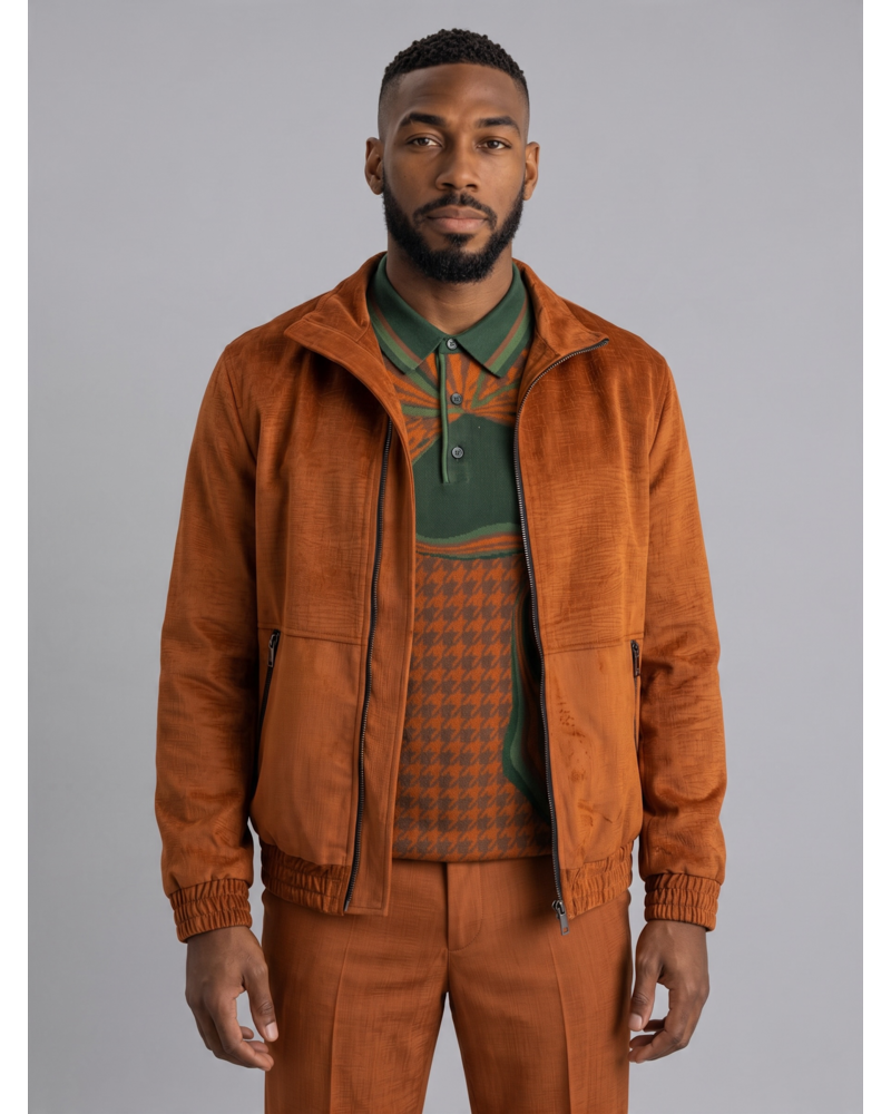 Cigar Cigar L/S Polo Swirl Houndstooth Sweater