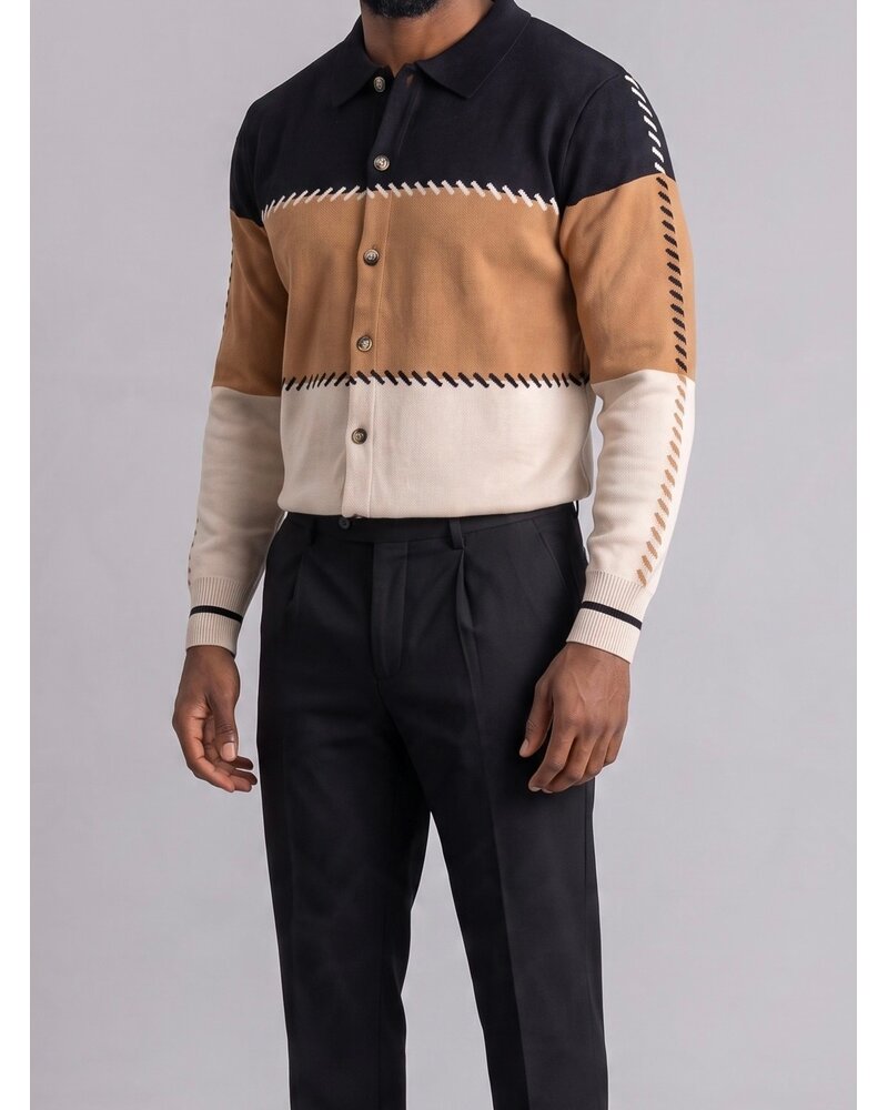 Lanzzino Lanzzino Color Block Knit Sweater