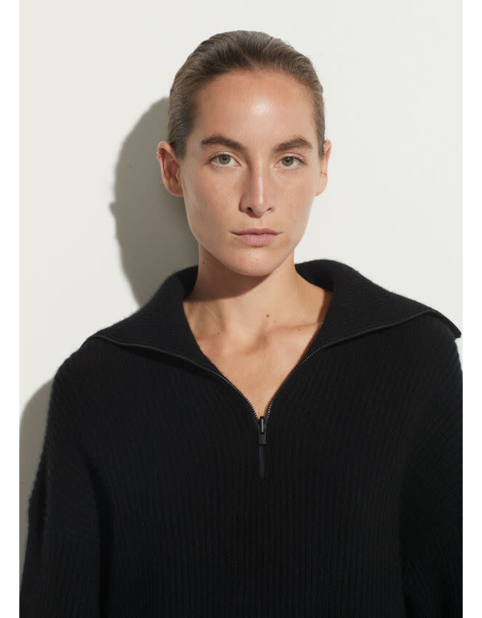 Vince Half Zip Ribbed Pullover