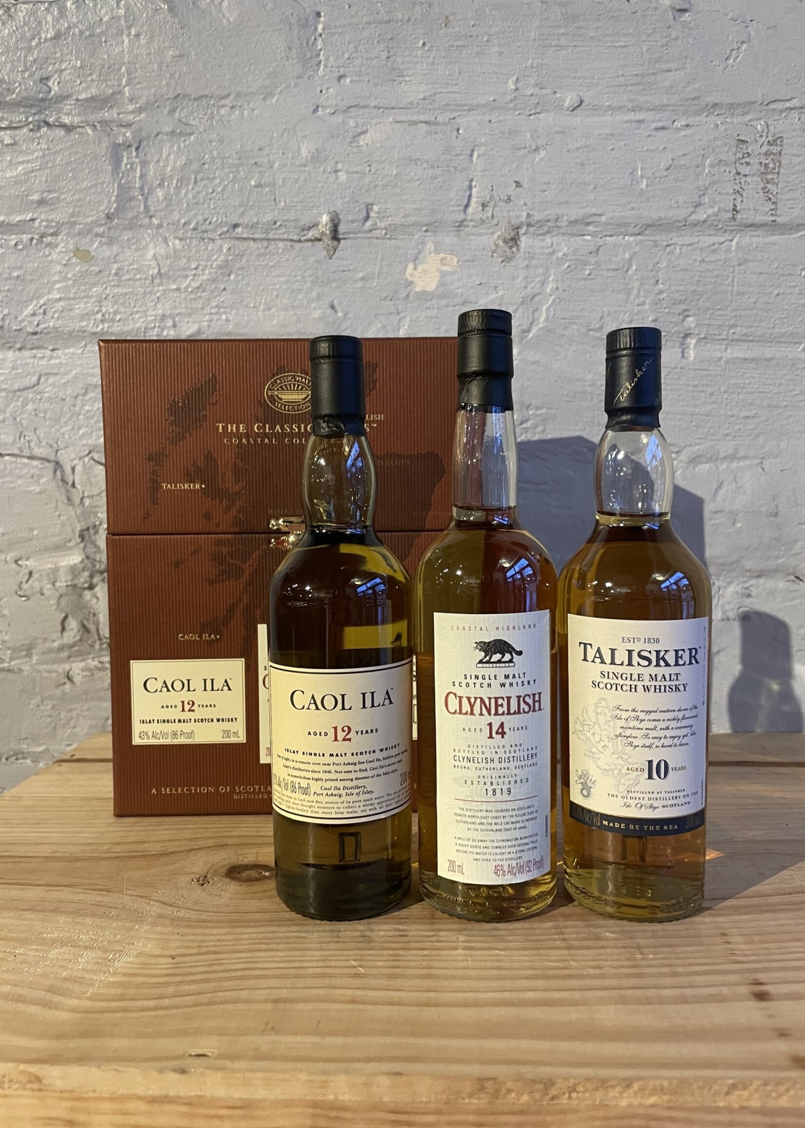 Classic Coastal Scotch Malts Flask Collection #1 (3 x 200ml flasks of Talisker 10yr, Caol Ila 12yr & Clynelish14yr)