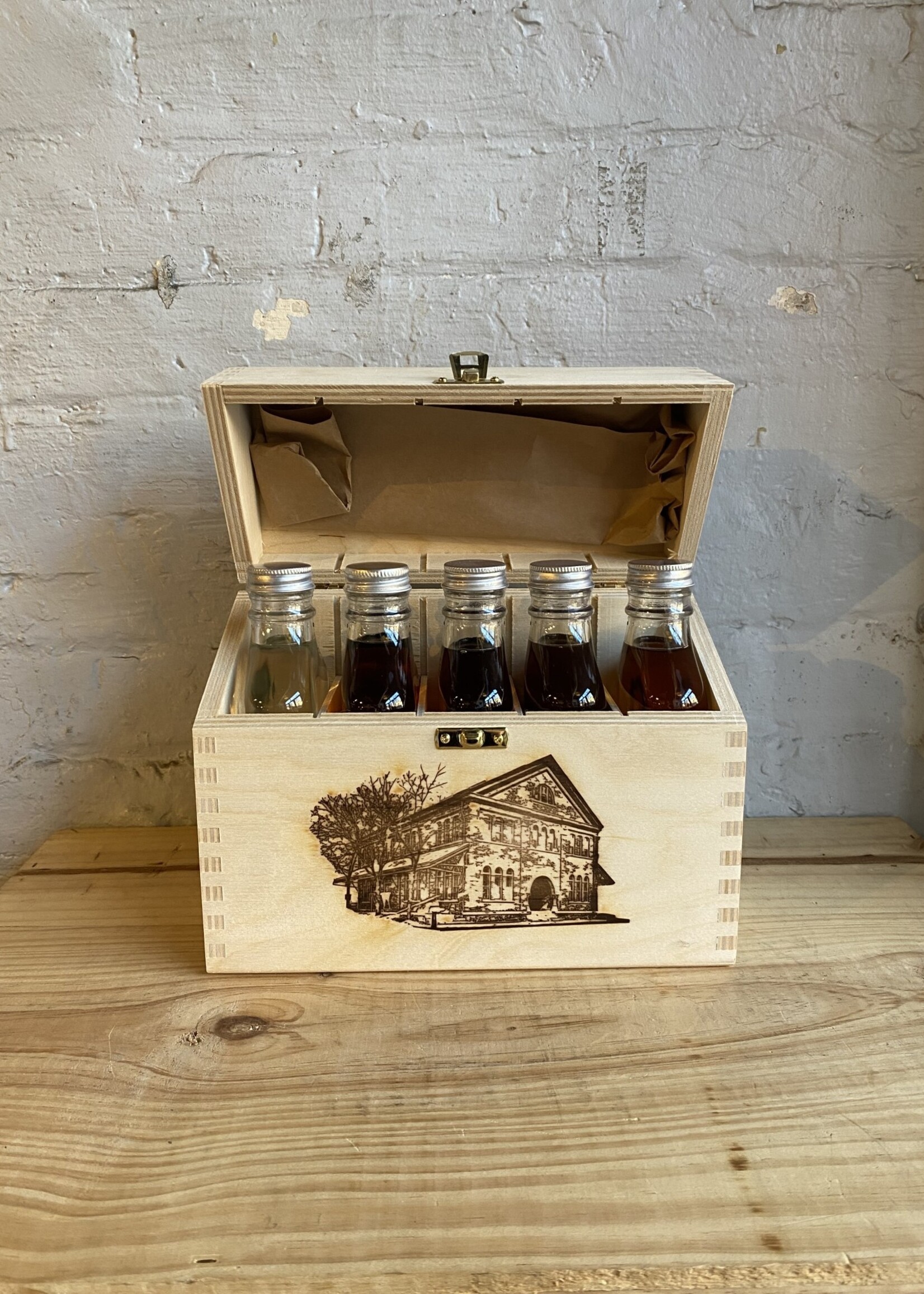 Kings County Distillery Five Flask Gift Set - One 200ml btl each of the Moonshine, Bourbon, Peated Bourbon, Chocolate Whiskey and Spiced Whiskey