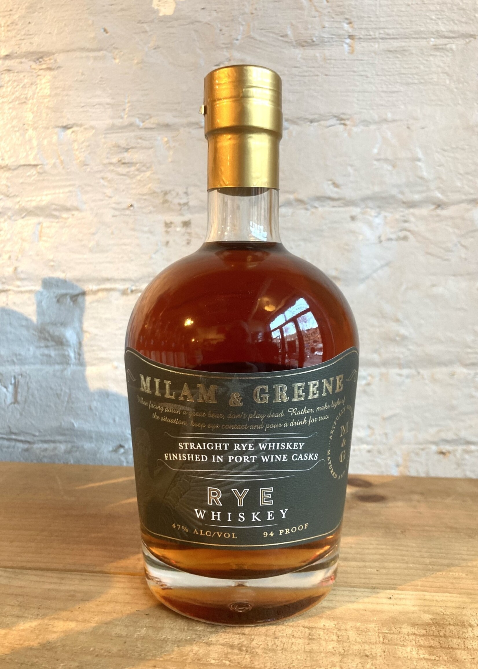 Milam & Greene Straight Rye Whiskey Finished In Port Wine Casks - Indiana (750ml)