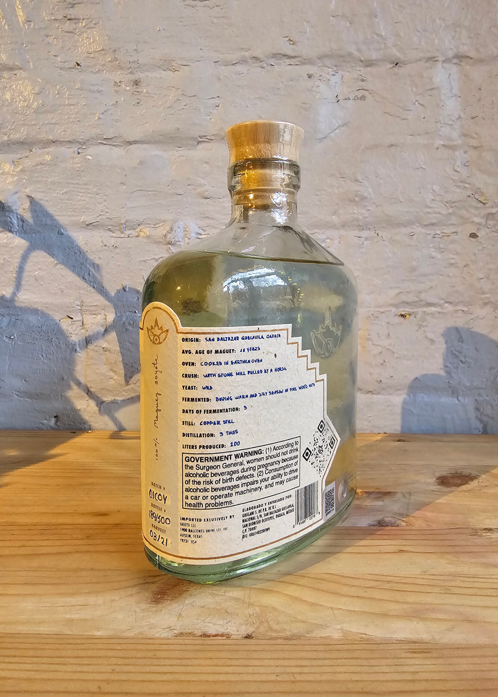 Grulani Coyote Mezcal - San Baltazar Guelavila, Oaxaca, Mexico (750ml)