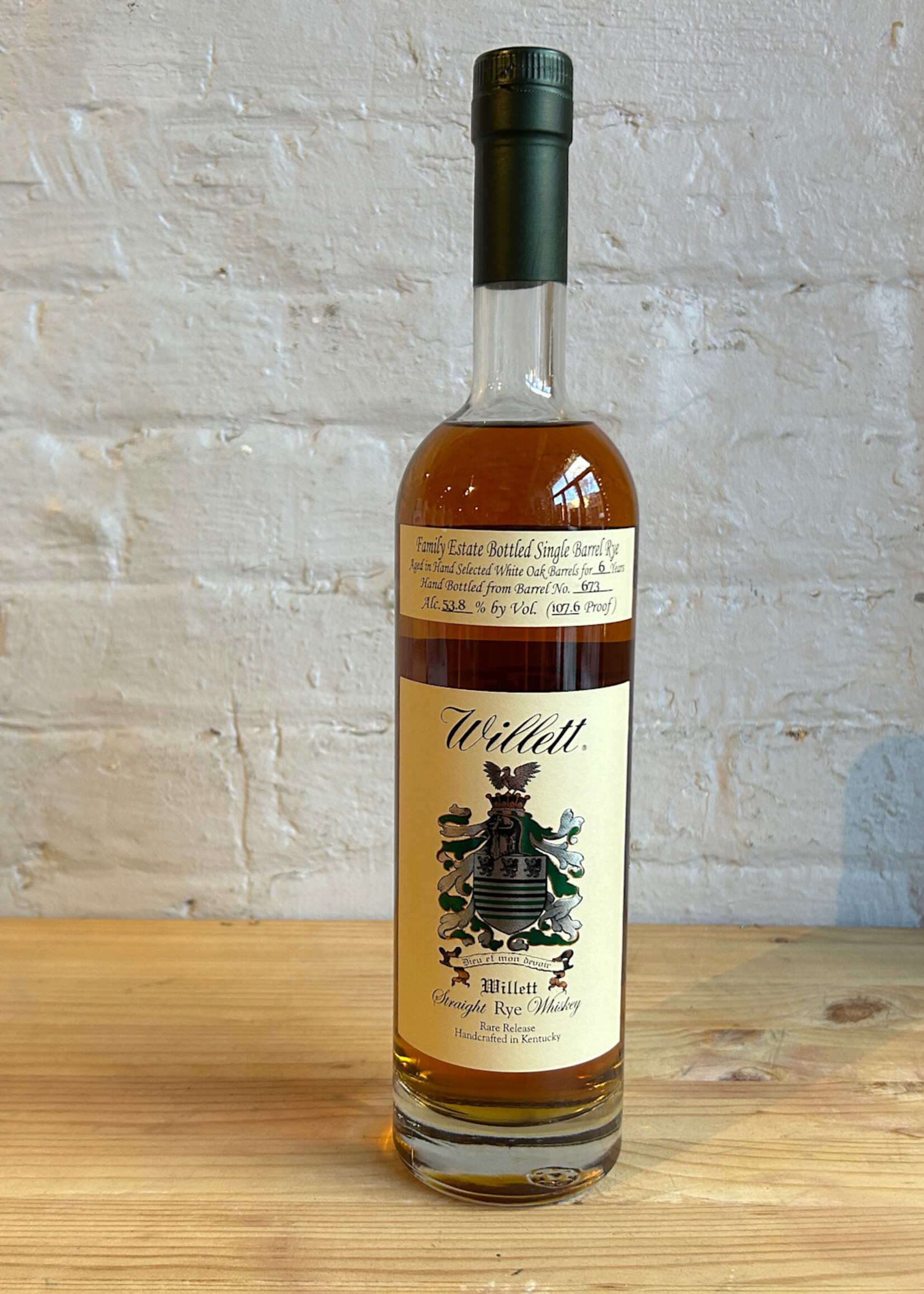 Willett No. 673  6yr Straight Rye Whiskey Rare Release 107.6 Proof [193/214]  - Bardstown, Kentucky (750ml)